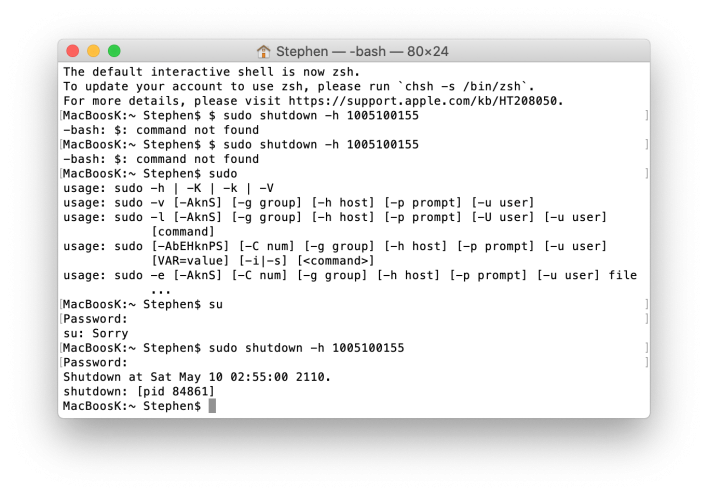 Spegnere Mac OS X via riga di comando da terminale