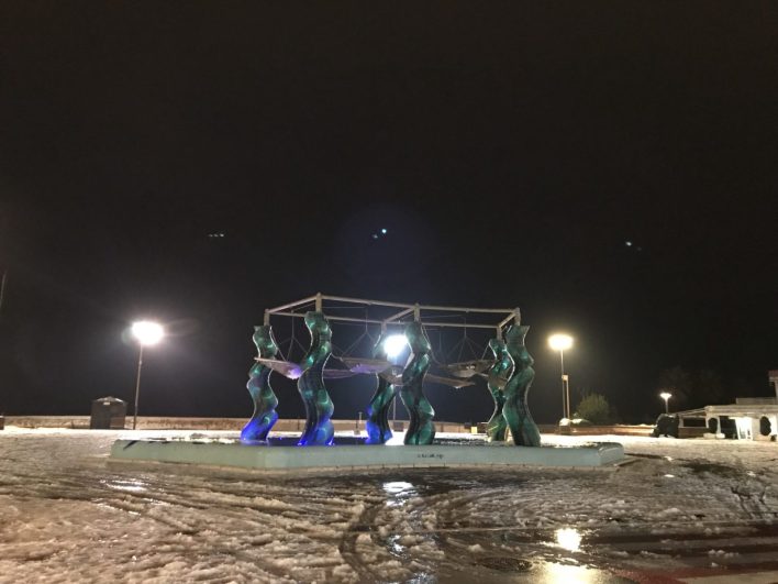 Fotografia di Piazzale Roma a Riccione con la neve