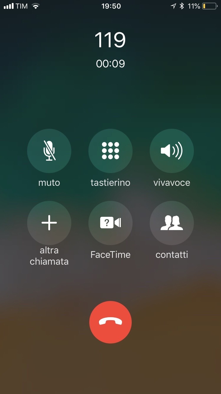 iPhone mentre chiama operatore TIM al 119