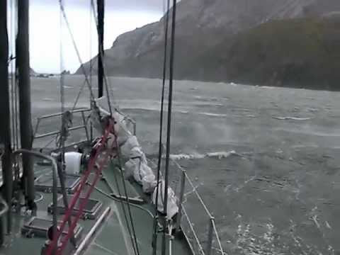 60 knot winds: “Kiwi Roa” at anchor, enduring South Georgia Island