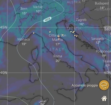 Accumulo pioggia sull'Italia con modello ECMWF