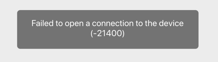 Screenshot error "Failed to open a connection to the device"