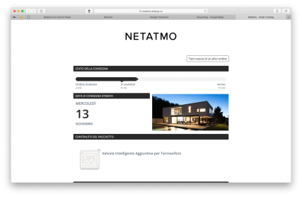 Screenshot NETATMO stato della consegna 