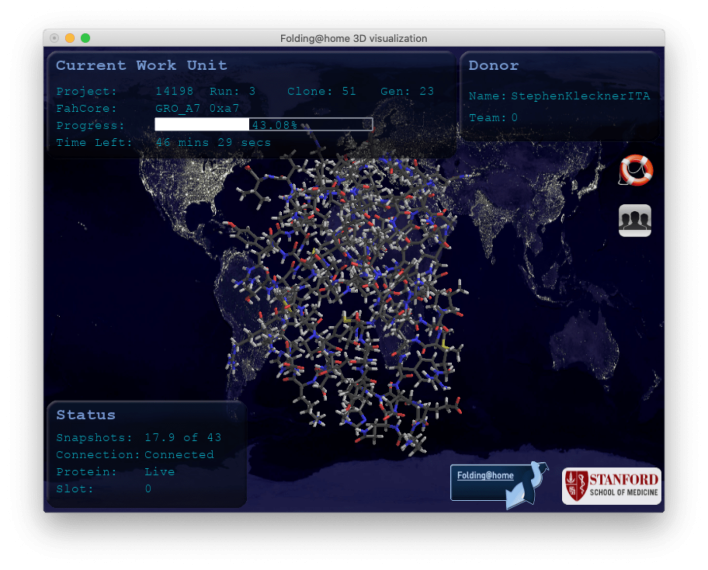 Folding @ home 3D visualization against COVID-19