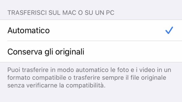 Screenshot Trasferimento sul Mac o sul PC