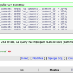 screenshot delete from wp_comment eseguita