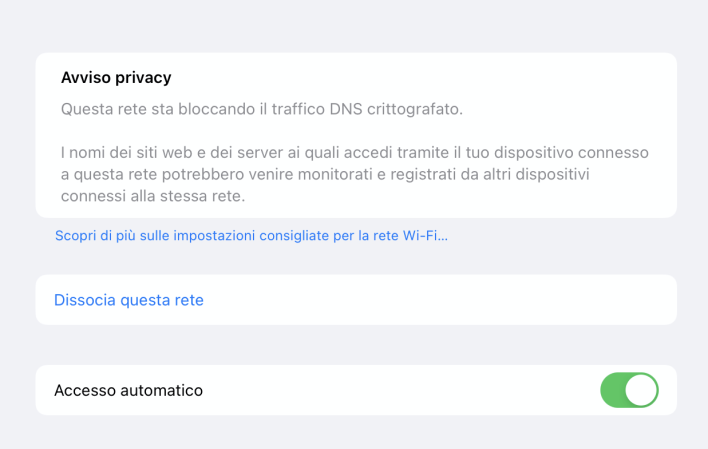 Schermata Questa Rete Sta Bloccando Il Traffico DNS Crittografato