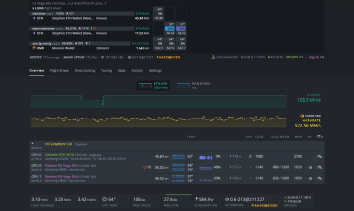 56.5 MH / s with a Radeon RX Vega 56 8176 MB MSI Samsung HBM2 xxx-xxx-xxx