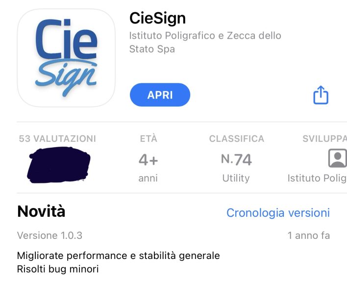 immagine di CieSign su app store