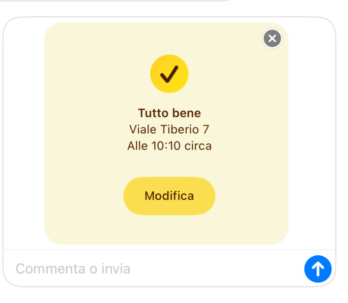 Screenshot funzione Tutto Bene di iPhone 17